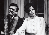 In the play Višňový sad with his wife Monika