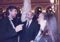 With the Minister of Culture Pavel Tigrid on the occasion of receiving the historically first Thalia, 1993 - it has been awarded since that year