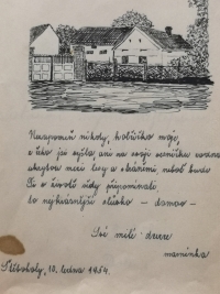 Památníček - věnování od maminky.