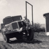 Jan Kreysa with Tatra 111. Basic military service at road troops