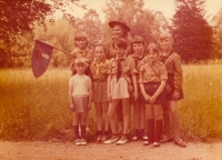 Skautská družina Muchomůrky, jejímž členem pamětnice byla, 1970
