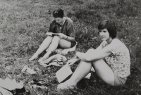 Taizé summer camp in Holeje which she had ogranised with Marie Kaplanová, Světluše Košíčková (on the right) and Terezie de Meyier from Taizé 