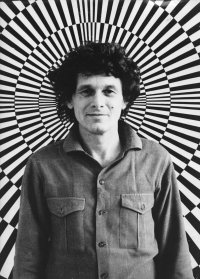 Milan Dobeš in front of his painting (1960)