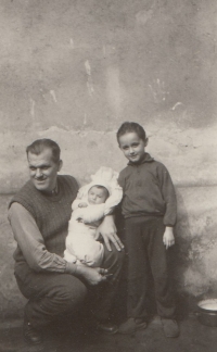 Father Stanislav with Tomáš and his youngest son Olin, 1953 