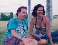 With his sister Hana in Australia, Lancelin, 2000