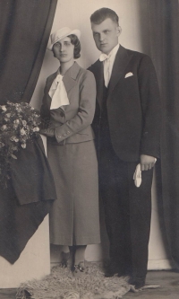His parents Stanislav and Marie Plichta in 1936, a wedding photo 