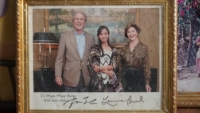 Phyoe Phyoe Aung was taken this photo when she met US President George W Bush.