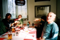 Paběrky members meeting, from the left Miloš Kim Houdek - Ladislav Havlíček - Marko Čermák; 1995