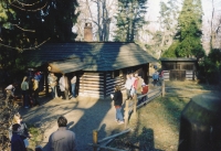 Boy Scout troop in the Slatiňany public park after it resumed its activities in 1990 