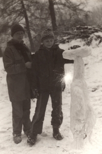 Jitka Houdková with her son David;, Kolín, early 80s 
