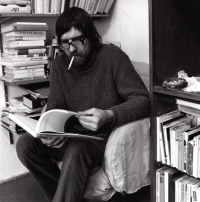 Studying in his new studio, inherited from Jaroslav Janík; Kolín, 1982