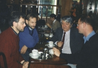 With the translators Petr Brabenec and Jan Vladislav, who had to emigrate to France during 1980s and with philosopher Etienne Cornevin, who was in Czechoslovakia during normalization period