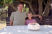 Michal Šaman při oslavě 9. narozenin svého syna Dominika (roku 2003)