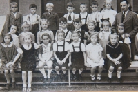 V první třídě, Pavel Taussig v prostřední řadě čtvrtý zleva, 1940