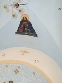 Painting in the church in Buková hôrka near Stropkov, painted by Magda and her father Michal Stefan, 1961
