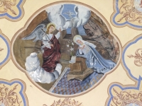 Malba v kostele na Bukové hôrce u Stropkova, malovala Magda a její otec Michal Stefan, 1961
