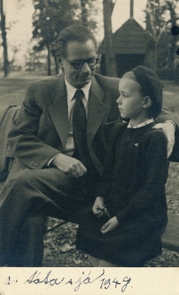 Charlotta with her father Emanuel Poche in 1949; photo (probably) by Josef Sudek 