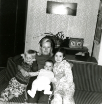 Anna Hogenová with her children. Second half of the 1970's.