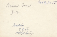 Rodina Vránova, 1961 - rub fotografie s povolením pro vězně