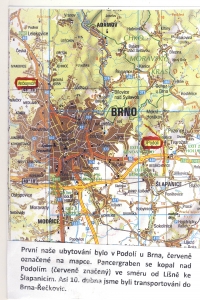 Brno Podolí - zde byl pan Hladík od února 1945 na nucených pracích a 13. dubna byli transportem odvedeni do Řečkovic