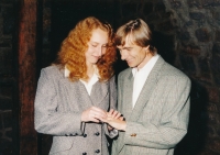 With his wife, Jana, during the wedding ceremony 