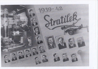 Photos of employees of Stratílek factory from 1942, Vlastimil and Václav Stratílkovi, the father and the uncle of the witness, are in the bigger pictures from the left