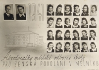 Graduates of the family school in Mělník, Jarmila in the top row, third from the right