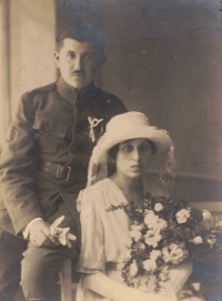 A wedding photograph of her grandmother Rely and grandfather Antonín Šesták, Prague around 1922
