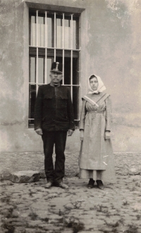 Her grandmother Rela in a women's prison in Řepy near Prague, 1917
