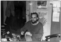 Jiří Voráč během sametové revoluce, stávkový výbor Filozofické fakulty, 1989