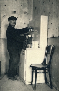 Witness's grandfather Ludvík Kožíšek in the bar in 1940s