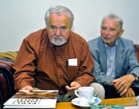 Ota Ulč s Karlem Pexidrem v nakladatelství NAVA Plzeň 2012