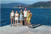 With family and friends on vacation in Yugoslavia, from left Jiří Razskazov, ??, his mother Hana Razskazová born Procházková, sister Eva, father Jiří Razskazov, ??, 1968
