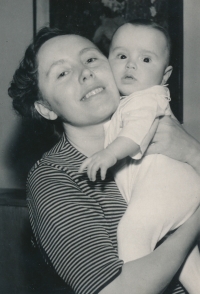 With mom, 1954
