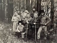 Witness Paulína Dubeňová at work in the forest (first from left)