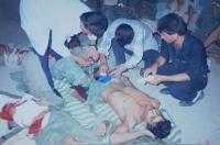 At a hospital in Suleinmaniya, Iraq, where soldiers shot the wounded and nursing after passing through the front