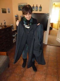 Vlasta Maněnová in her house with the famous shorts of Václav Havel. They are known from a military parade after the first election of Václav Havel as president on December 29, 1989
