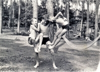 The three brothers exercising, 1957