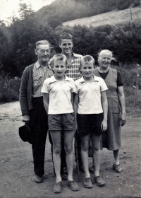 His great grandparents and the three brothers at Rejštejn, 1961