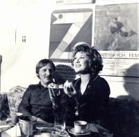 Josef and Naďa Konvalinková at the Loučím family house, 1972