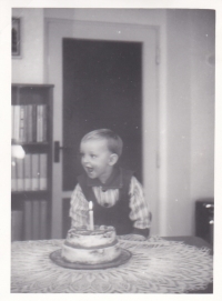 The first birthday of Jiří Voráč in the flat in Adamov in 1966