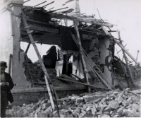 Uncle Karel Barborka at the ruins of his house in Borová Street in April 1945