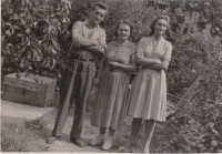 With sister and mother