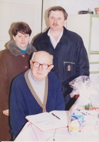 Vojtech Bunda with the mayor of Bošáca during his 90th birthday celebration