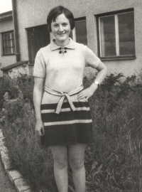 Anna Hrudková in Štěpánov, probably in 1974