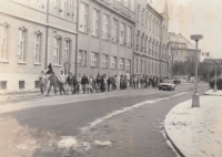 Students during the Velvet Revolution of 1989 in České Budějovice