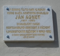 Memorial plaque to Ján Agnet in Ochtina (2009)
