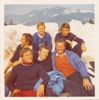 Planica, Slovenia, Zdeněk Remsa on the bottom left (with a burnt face), 1980s
