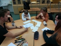 Students team at workshop "How to draw comics"