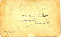 Pozdrav od Terezie Stolzové psaný vlastní rukou (zadní strana)